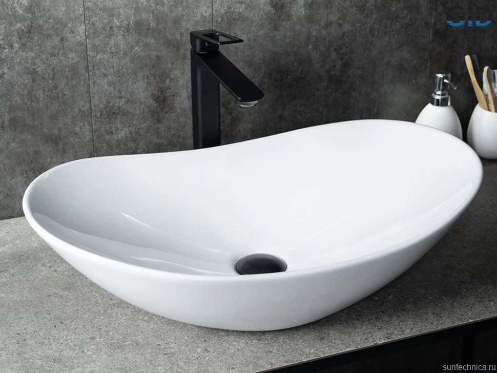 Накладная раковина GID Lago N9811 61 глянцевая белая, овальная, фаянс