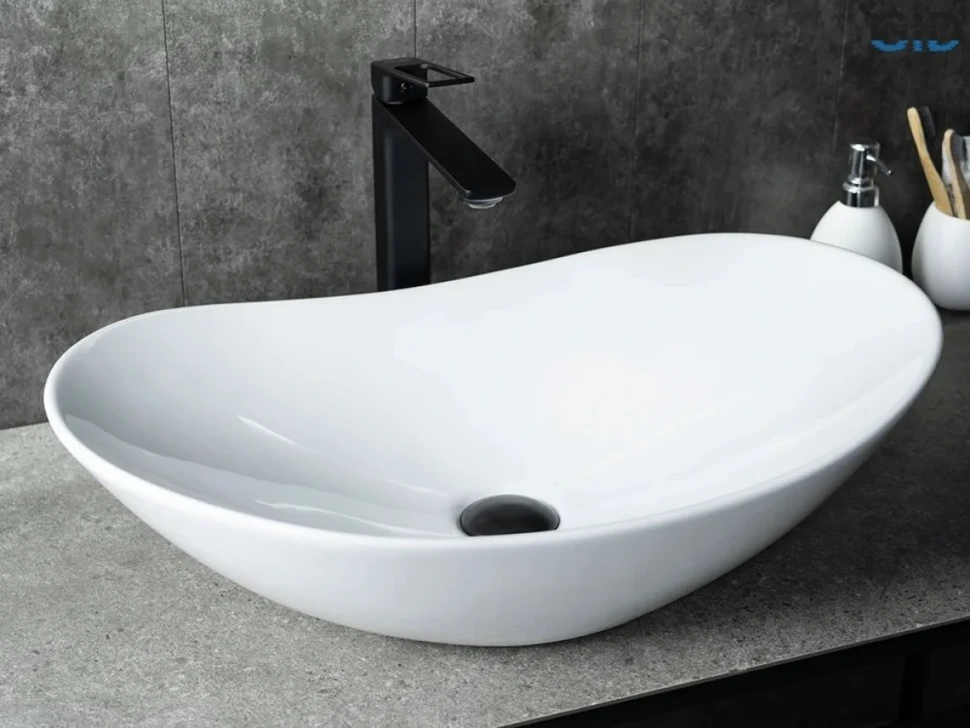 Накладная раковина GID Lago N9811 61 глянцевая белая, овальная, фаянс