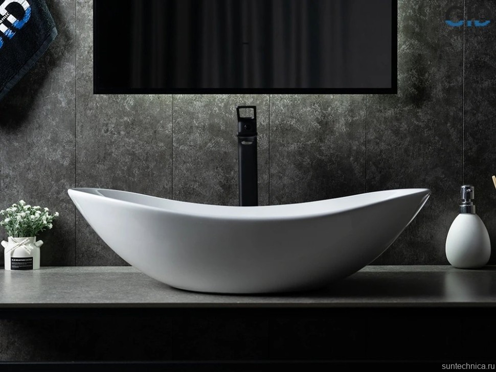 Накладная раковина GID Lago N9811 61 глянцевая белая, овальная, фаянс