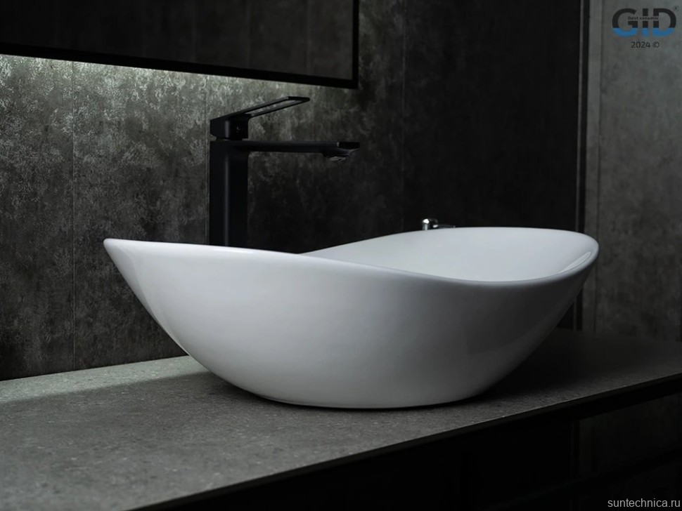 Накладная раковина GID Lago N9811 61 глянцевая белая, овальная, фаянс