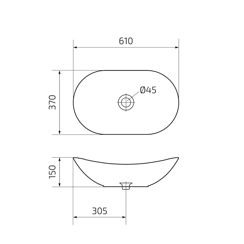 Накладная раковина GID Lago N9811 61 глянцевая белая, овальная, фаянс