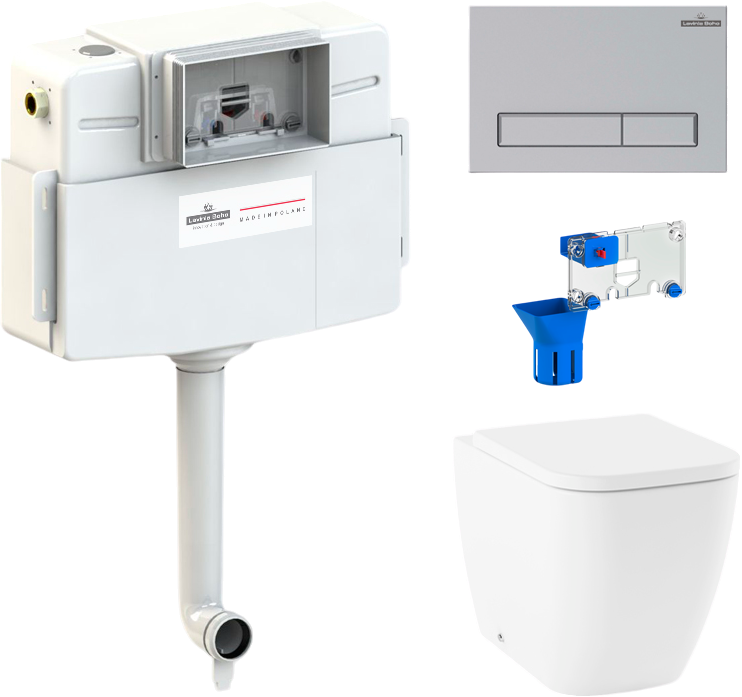 Комплект Lavinia Boho Унитаз приставной One 33024060 + Крышка-сиденье One 33290200 с микролифтом + Бачок скрытого монтажа RelFix 38020010 + Кнопка RelFix 380501MC + Дозатор RelFix 38040010