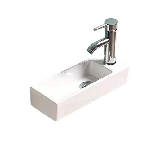 Раковина маленькая в туалет GID Suspendido N9271L 38 глянцевая белая, прямоугольная, фаянс