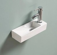 Раковина маленькая в туалет GID Suspendido N9271L 38 глянцевая белая, прямоугольная, фаянс