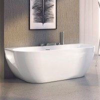 Акриловая ванна Ravak Freedom W XC00100024 165x80 см, пристенная, белая, овальная, с каркасом, со сливом-переливом
