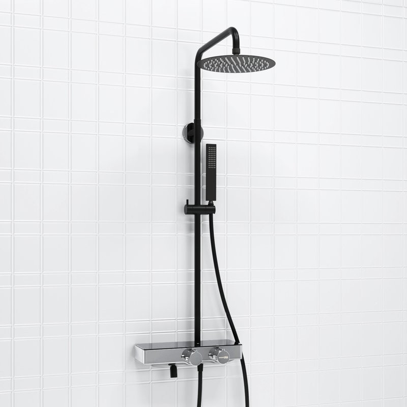 Душевая стойка Wasserkraft Abens 2000 A114.258.218.CB Thermo с термостатом, черная