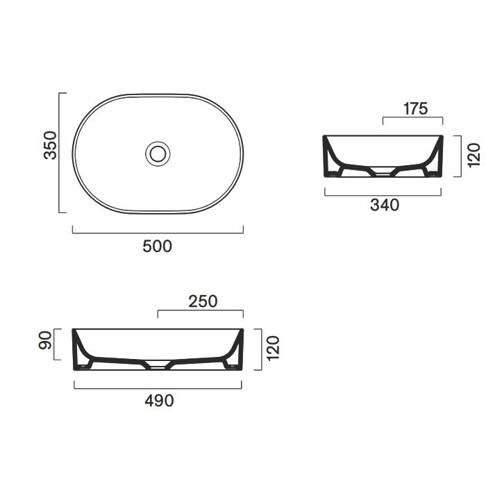 Накладная раковина Catalano Zero 0122500001 50 глянцевая белая, овальная