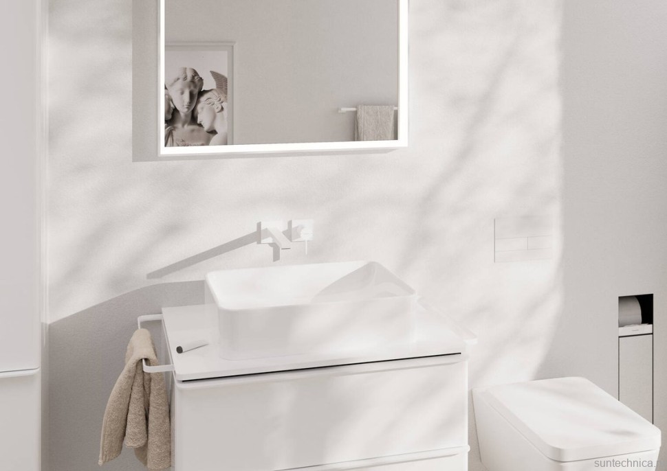 Смеситель для раковины Hansgrohe Tecturis E 73051700 С ВНУТРЕННЕЙ ЧАСТЬЮ матовый белый