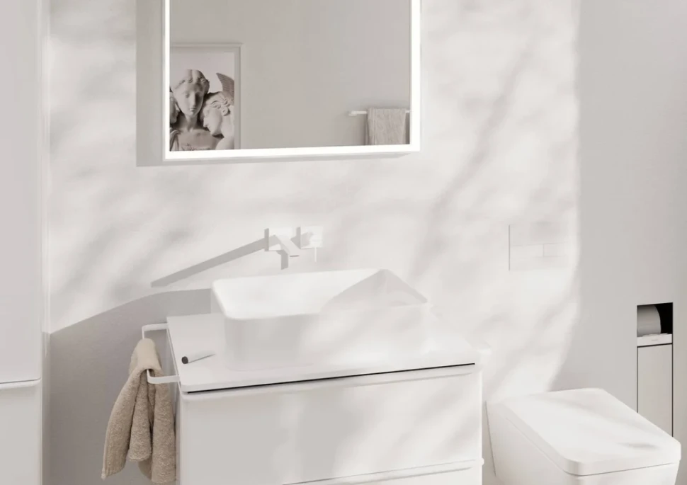 Смеситель для раковины Hansgrohe Tecturis E 73051700 С ВНУТРЕННЕЙ ЧАСТЬЮ матовый белый