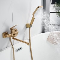 Смеситель с длинным изливом для ванны Shevanik S9922G золотой сатин Смеситель с длинным изливом для ванны Shevanik S9922G золотой сатин