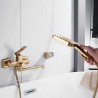 Смеситель с длинным изливом для ванны Shevanik S9922G золотой сатин Смеситель с длинным изливом для ванны Shevanik S9922G золотой сатин