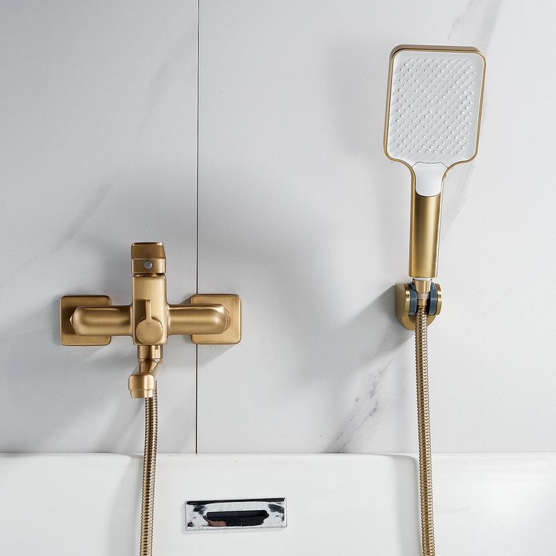 Смеситель с длинным изливом для ванны Shevanik S9922G золотой сатин