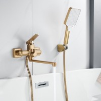 Смеситель с длинным изливом для ванны Shevanik S9922G золотой сатин Смеситель с длинным изливом для ванны Shevanik S9922G золотой сатин