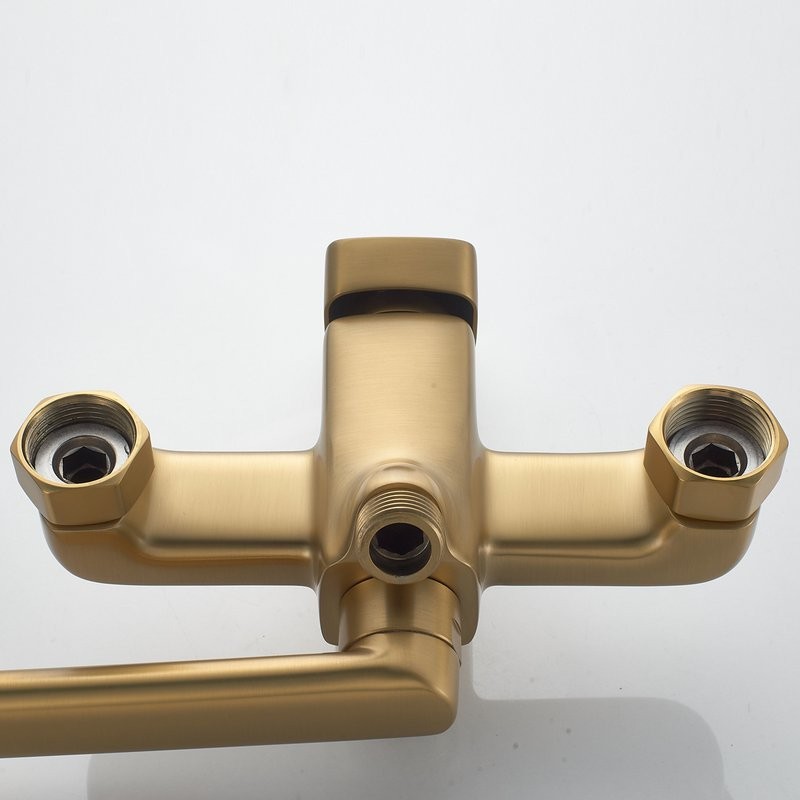 Смеситель с длинным изливом для ванны Shevanik S9922G золотой сатин