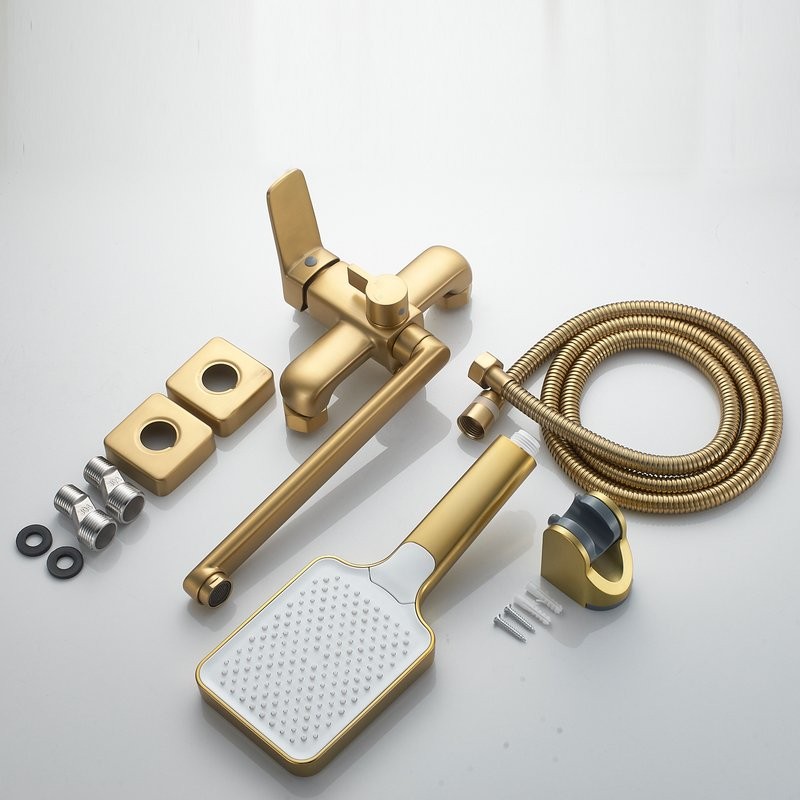 Смеситель с длинным изливом для ванны Shevanik S9922G золотой сатин