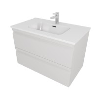 Тумба с раковиной AQUATEK Вега 80 подвесная, 2 ящика, серый туман