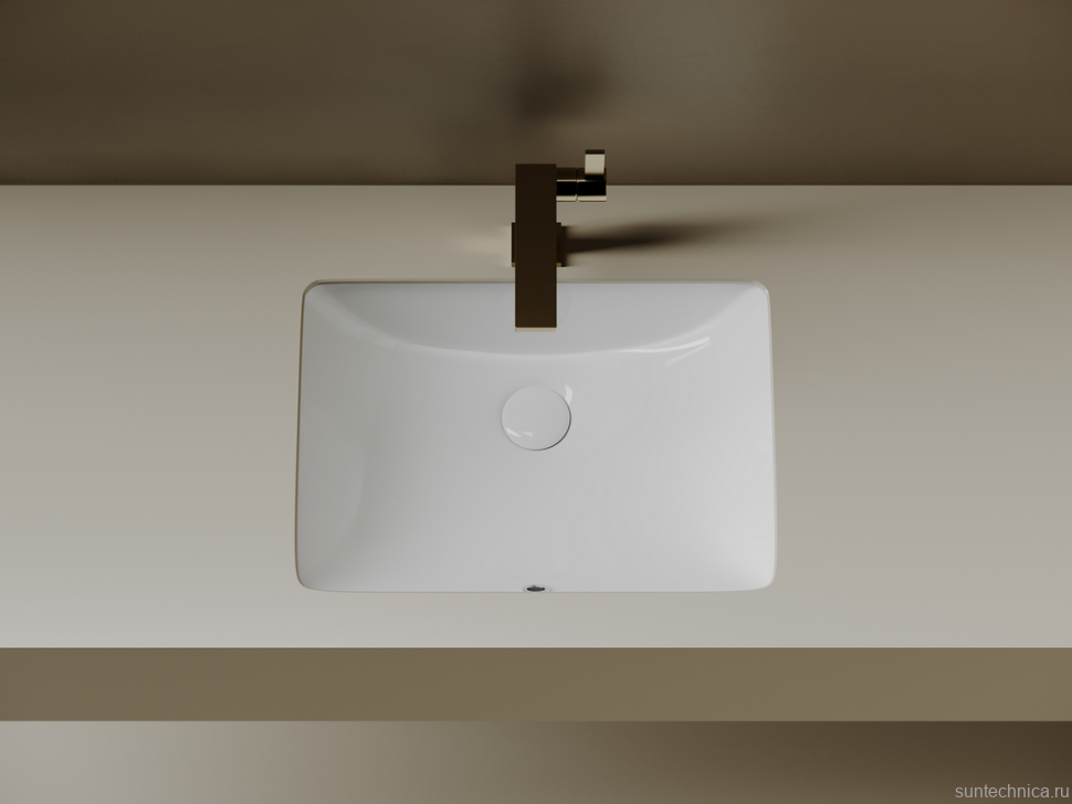 Раковина встраиваемая снизу Ceramicanova Era CN15001 52 глянцевая белая, прямоугольная
