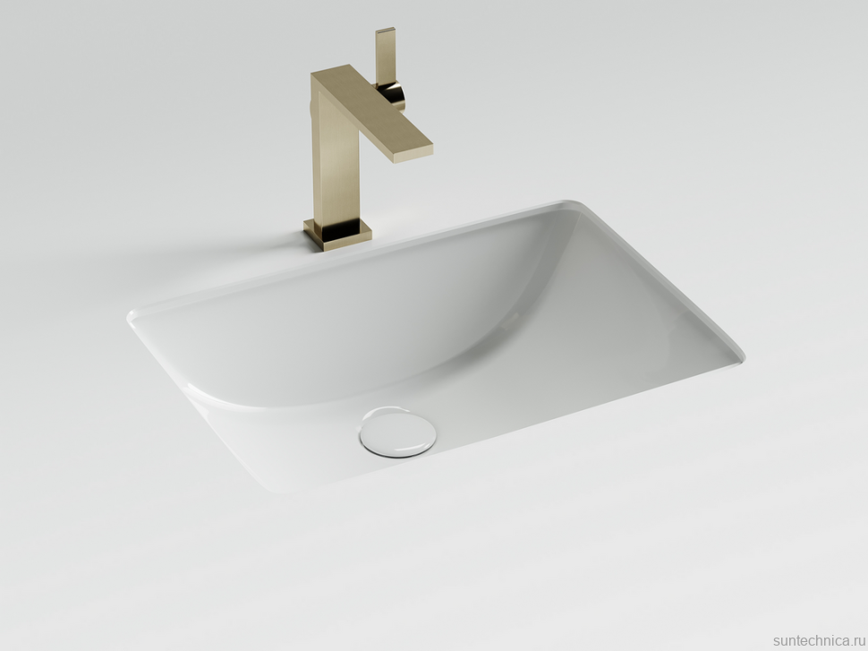 Раковина встраиваемая снизу Ceramicanova Era CN15001 52 глянцевая белая, прямоугольная