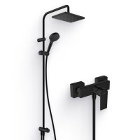 Душевой комплект Смеситель для душа Hansgrohe Vernis Shape 71650670 черный + Стойка 26289670 Showerpipe 230 1jet Reno EcoSmart, черный