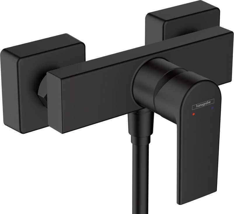 Душевой комплект Смеситель для душа Hansgrohe Vernis Shape 71650670 черный + Стойка 26289670 Showerpipe 230 1jet Reno EcoSmart, черный