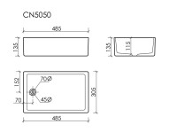 Раковина накладная Ceramicanova Element со смещенным сливом, 485x305x135, белый, CN5050