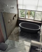 Душевая перегородка Maybahglass MGD-678-5ш 109 см, профиль хром матовый, стекло бронза