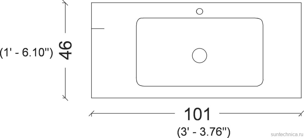 Мебельная раковина Armadi Art Vallessi 100 накладная, белая, прямоугольная, фаянс