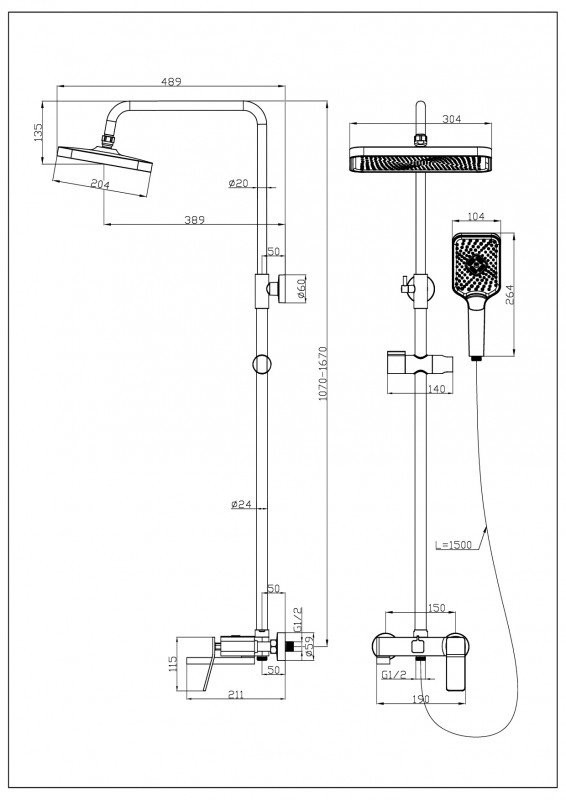 Душевая стойка Esbano ESDSGEMI-DSMB черный