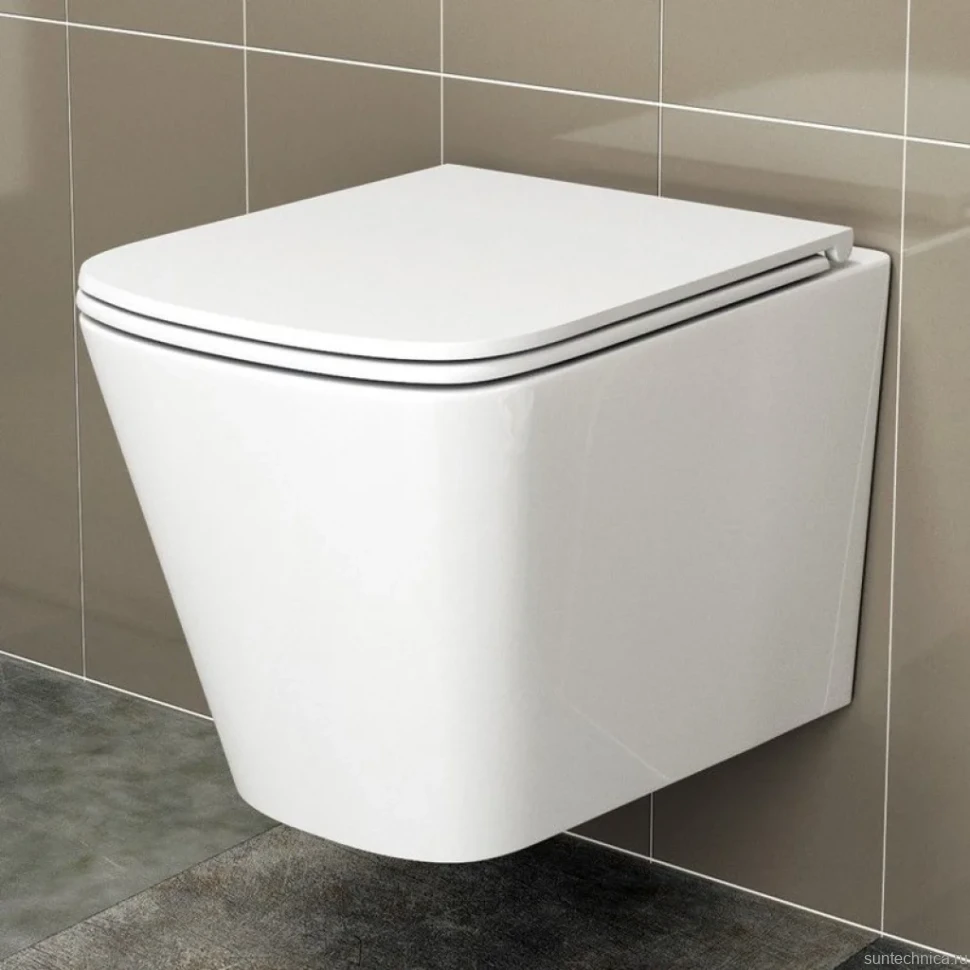 Комплект Унитаз подвесной Bauedge Stil BS0002 безободковый, с микролифтом, белый + Инсталляция AlcaPlast AM101/1120-4:1 RU M571-0001 кнопка смыва хром