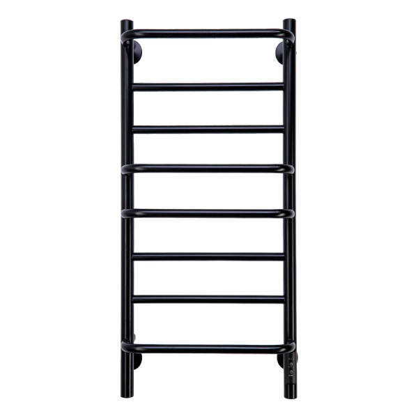 Полотенцесушитель электрический Comfysan Puro EC-8 80x45 см, скрытое подключение справа, слева, матовый черный, лесенка, из стали, с полкой
