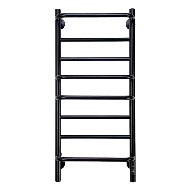 Полотенцесушитель электрический Comfysan Puro EC-8 80x45 см, скрытое подключение справа, слева, матовый черный, лесенка, из стали, с полкой