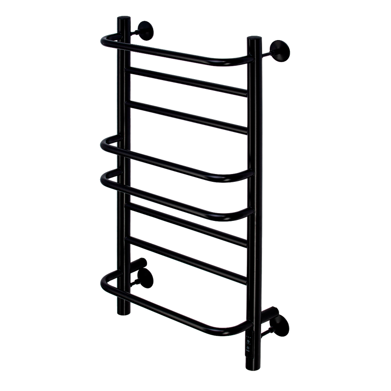 Полотенцесушитель электрический Comfysan Puro EC-8 80x45 см, скрытое подключение справа, слева, матовый черный, лесенка, из стали, с полкой