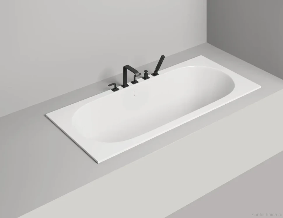 Ванна из искусственного камня Salini Ornella Axis S-Stone 180x80 см, встраиваемая, матовая белая, на ножках