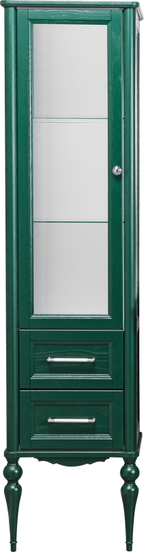 Шкаф пенал для ванной ValenHouse Эстетика L, зеленый, ручки хром