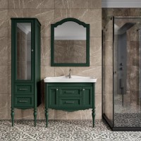 Шкаф пенал для ванной ValenHouse Эстетика L, зеленый, ручки хром