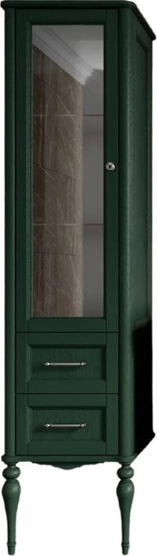 Шкаф пенал для ванной ValenHouse Эстетика L, зеленый, ручки хром