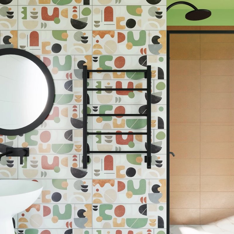 Полотенцесушитель электрический Grota Costa 530х800 RAL9005 EL 80x55 см, подключение справа, слева, скрытое подключение справа, матовый черный, лесенка, из стали