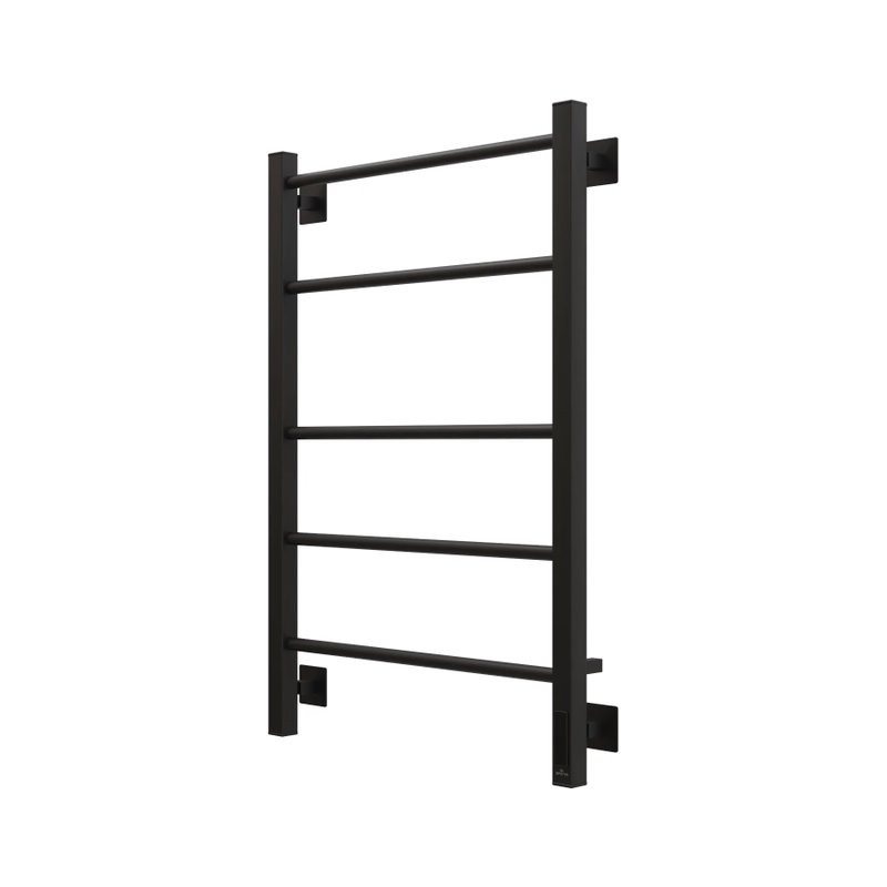 Полотенцесушитель электрический Grota Costa 530х800 RAL9005 EL 80x55 см, подключение справа, слева, скрытое подключение справа, матовый черный, лесенка, из стали