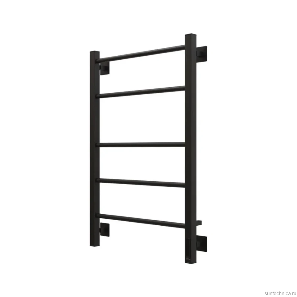 Полотенцесушитель электрический Grota Costa 530х800 RAL9005 EL 80x55 см, подключение справа, слева, скрытое подключение справа, матовый черный, лесенка, из стали