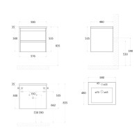 Тумба с раковиной Art&Max Family-M 58 подвесная, bourbon oak