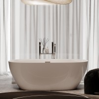 Акриловая ванна Sancos Fusion FB03 170x80 см, отдельностоящая, белая, овальная, с каркасом, со сливом-переливом