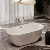 Акриловая ванна Sancos Fusion FB03 170x80 см, отдельностоящая, белая, овальная, с каркасом, со сливом-переливом