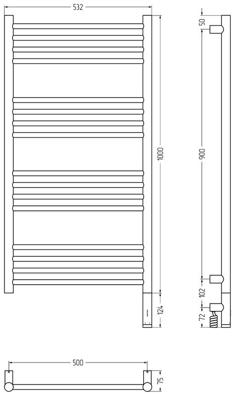 Полотенцесушитель электрический Сунержа Богема 3.1 15-6005-1050 110x55 см, подключение справа, темный титан муар, лесенка