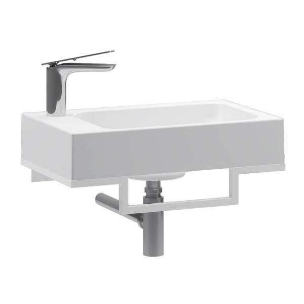 Консоль с раковиной Belux Темпо 50 R подвесная, цвет консоли белый, сифон круглый, хром