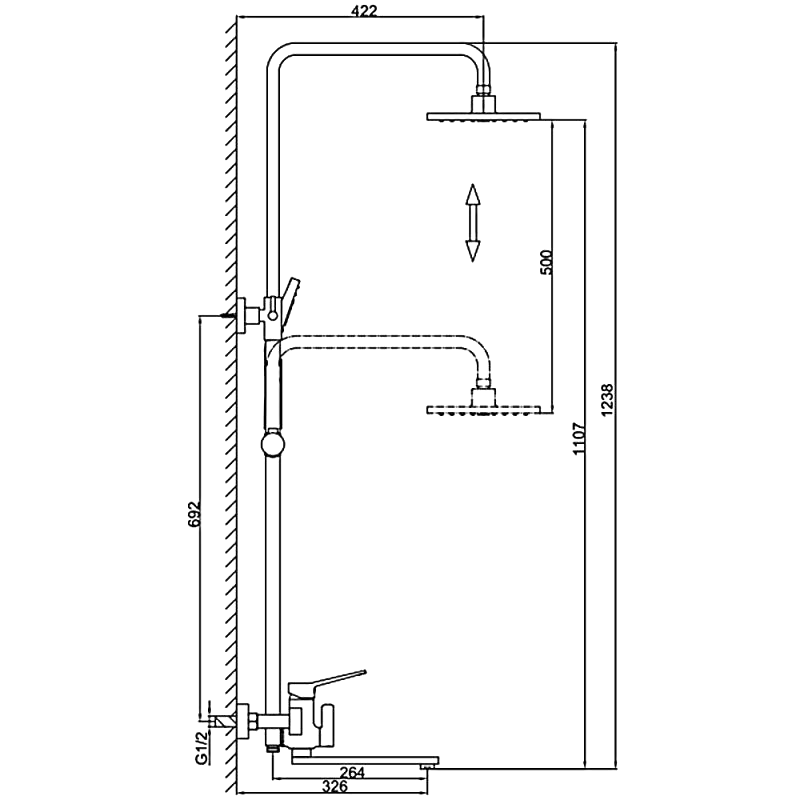 Душевая стойка Frap H62 F2462-9 оружейная сталь