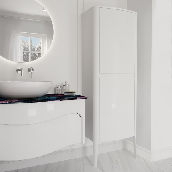 Шкаф-пенал для ванной Belux Анжело П 60 L напольный, глянцевый белый