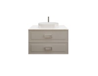 Тумба под раковину со столешницей La Fenice Cubo Twin 80 подвесная, cappuccino , бежевая матовая, столешница белый мрамор