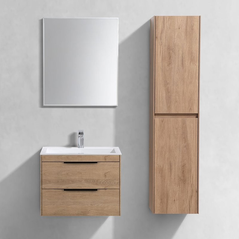 Мебель для ванной комнаты Vincea Chiara 2D 60, 2 ящика, натуральный дуб, с белой раковиной