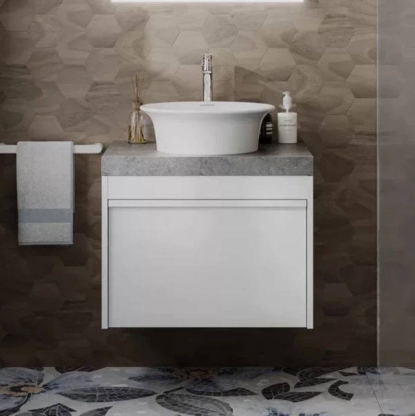 Тумба с раковиной KERAMA MARAZZI Modula 60 подвесная, белая глянцевая, раковина Canaletto CN.wb.40