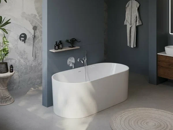 Акриловая ванна BelBagno BB705-1700-800 170x80 см, отдельностоящая, белая, овальная, на ножках, со сливом-переливом, с донным клапаном